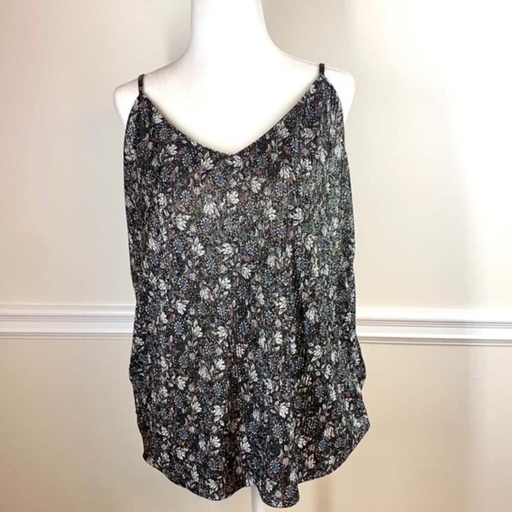 NWT LOFT Floral Shimmer Black Cami Tank Top S
